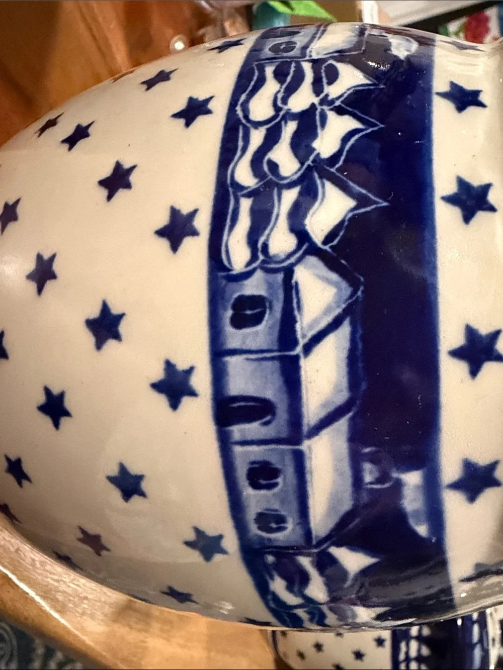 Polish Pottery Manufaktura 2 liter winter village with stars canister ceramic